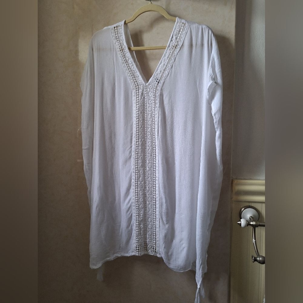 Swim cover L white, gauzy